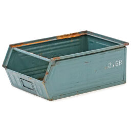 Used storage bin steel pallet tender with grip opening