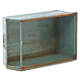 Used storage bin steel pallet tender with grip opening