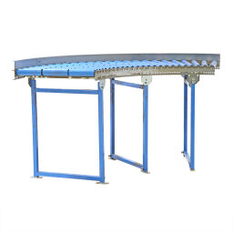 Used roller conveyor with plastic rollers 90 degree bend