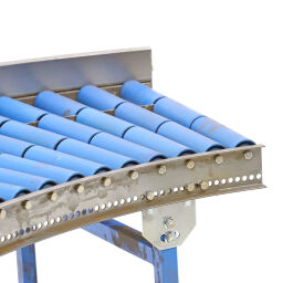 Used roller conveyor with plastic rollers 90 degree bend