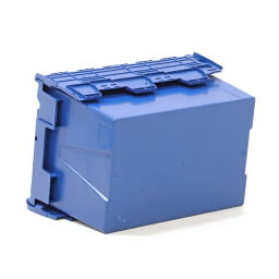 Stacking box plastic nestable and stackable provided with lid consisting of two parts