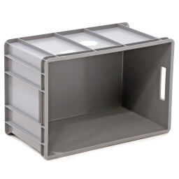 Stacking box plastic stackable all walls closed + open handles