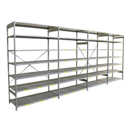 Used static shelving rack complete with accessories