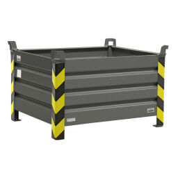 Steel bins fixed construction stacking box 4 sides, with ce certification