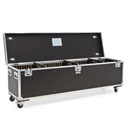 Transportkoffer flightcase mit doppelverschluss und handgriffen