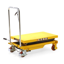 Used mobile lifting table push bracket, fixed + double scissor