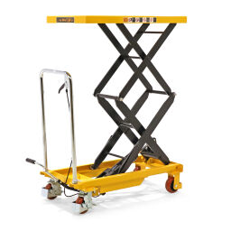 Used mobile lifting table push bracket, fixed + double scissor