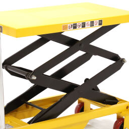 Used mobile lifting table push bracket, fixed + double scissor