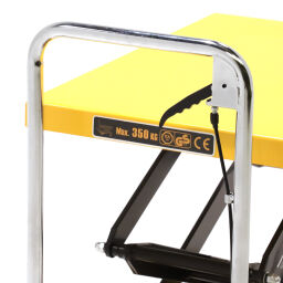 Used mobile lifting table push bracket, fixed + double scissor