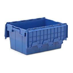 Stacking box plastic pallet tender provided with lid consisting of two parts