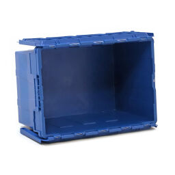 Stacking box plastic pallet tender provided with lid consisting of two parts