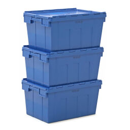 Stacking box plastic pallet tender provided with lid consisting of two parts