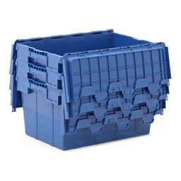 Stacking box plastic pallet tender provided with lid consisting of two parts