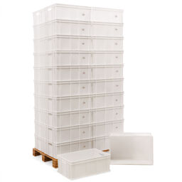 Stacking box plastic pallet tender all walls closed + open handles