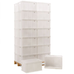 Stacking box plastic pallet tender all walls closed + open handles