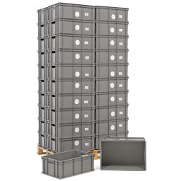 Stacking box plastic pallet tender all walls closed + open handles