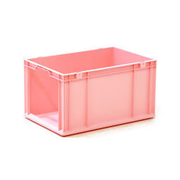 Stacking box plastic with grip opening 1 short side open