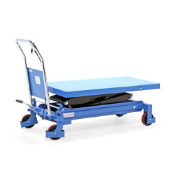 Used mobile lifting table push bracket, fixed + double scissor