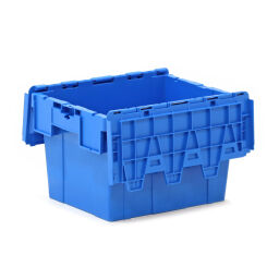 Stacking box plastic pallet tender provided with lid consisting of two parts