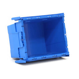 Stacking box plastic pallet tender provided with lid consisting of two parts