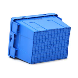 Stacking box plastic pallet tender provided with lid consisting of two parts