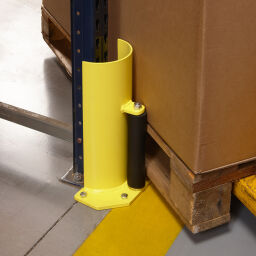 Shelving protection pallet rack collision protector with guide roller